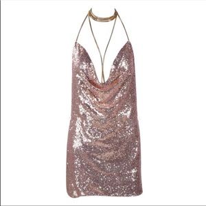 Pink sequin glam choker cloud rave festival dress